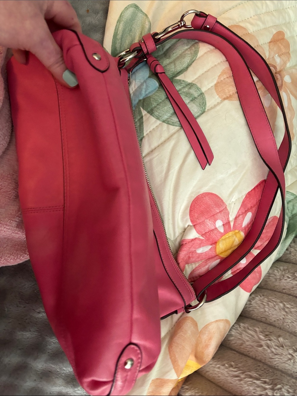 Coach Pink Leather Shoulder Hobo Bag with Tassel - Picture 3 of 7